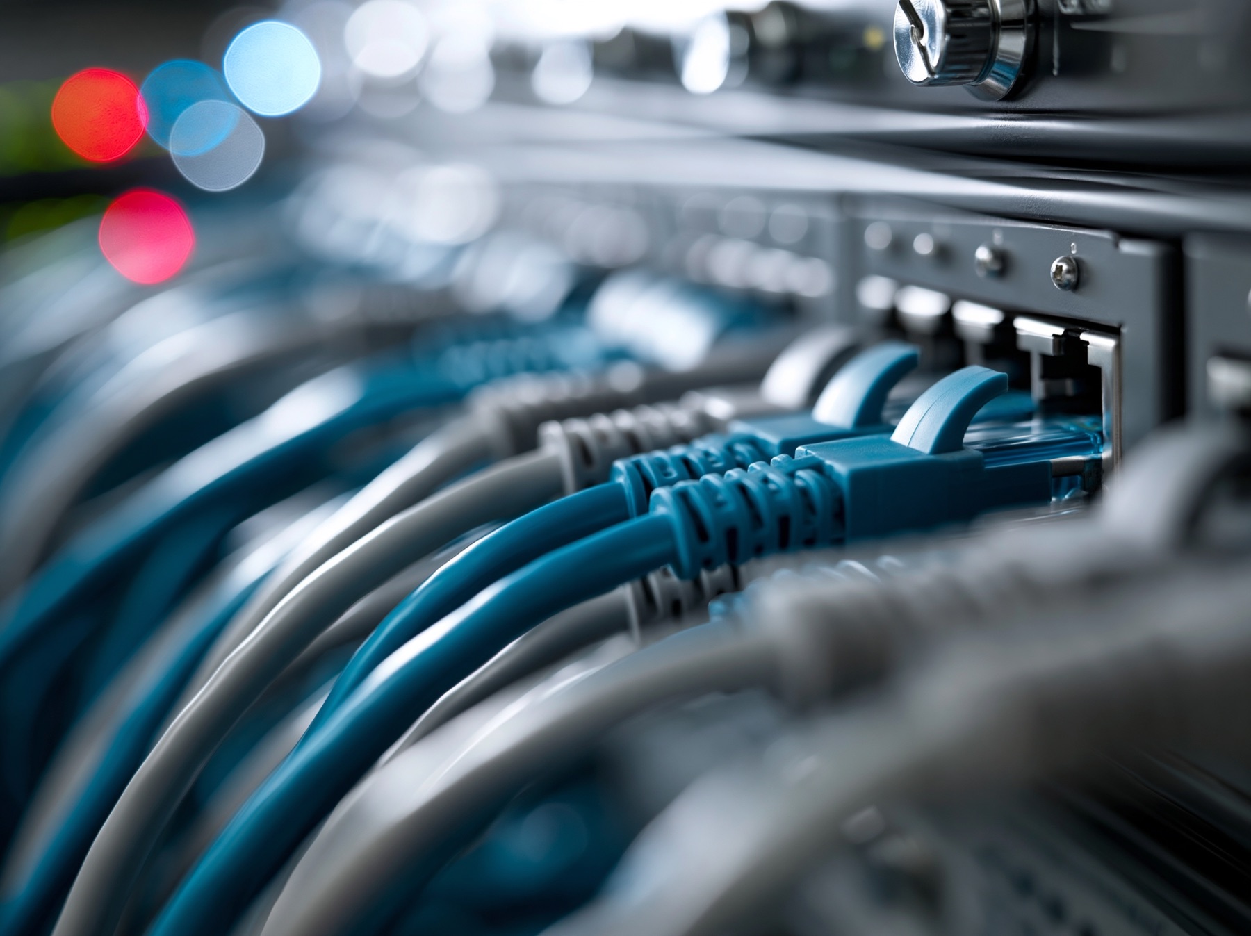 Network cables connected to enterprise infrastructure