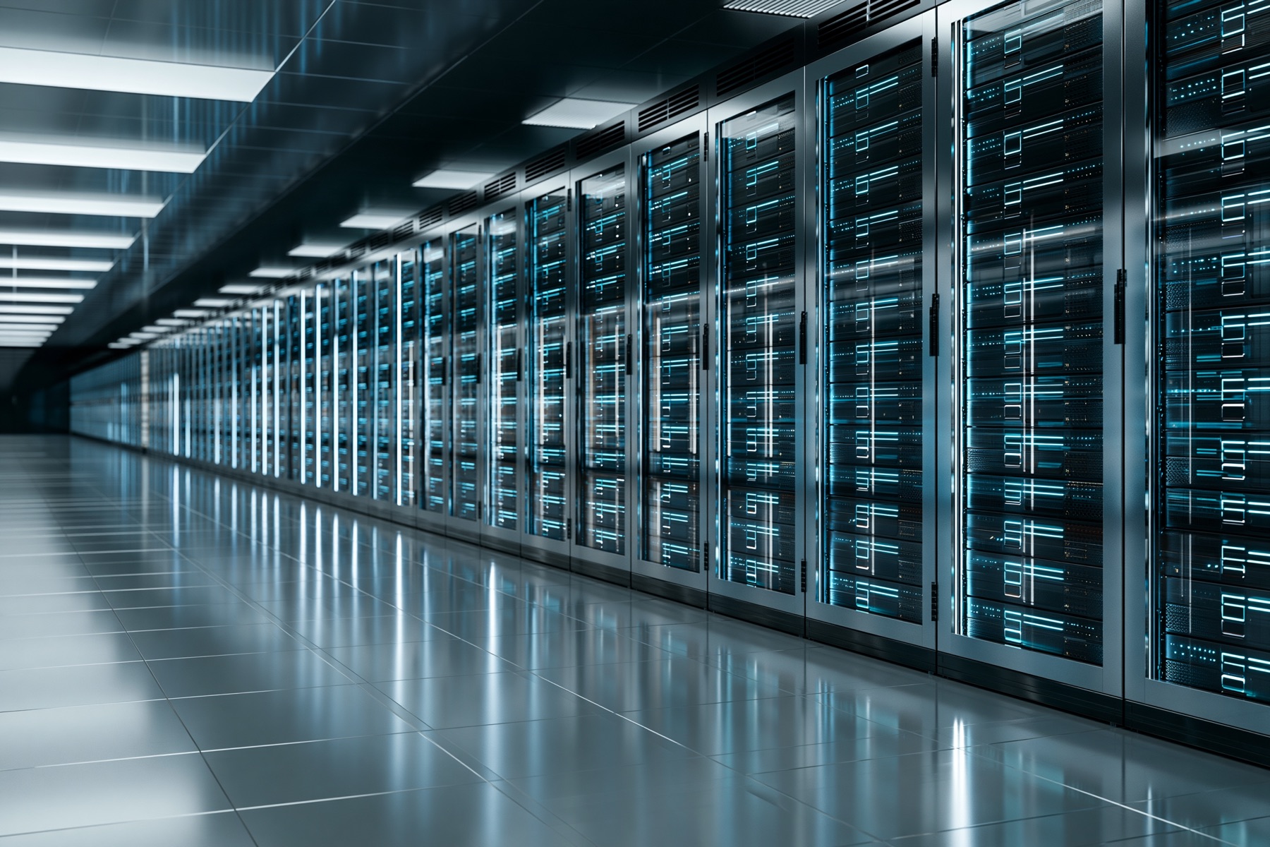 Close-up of enterprise network hardware
