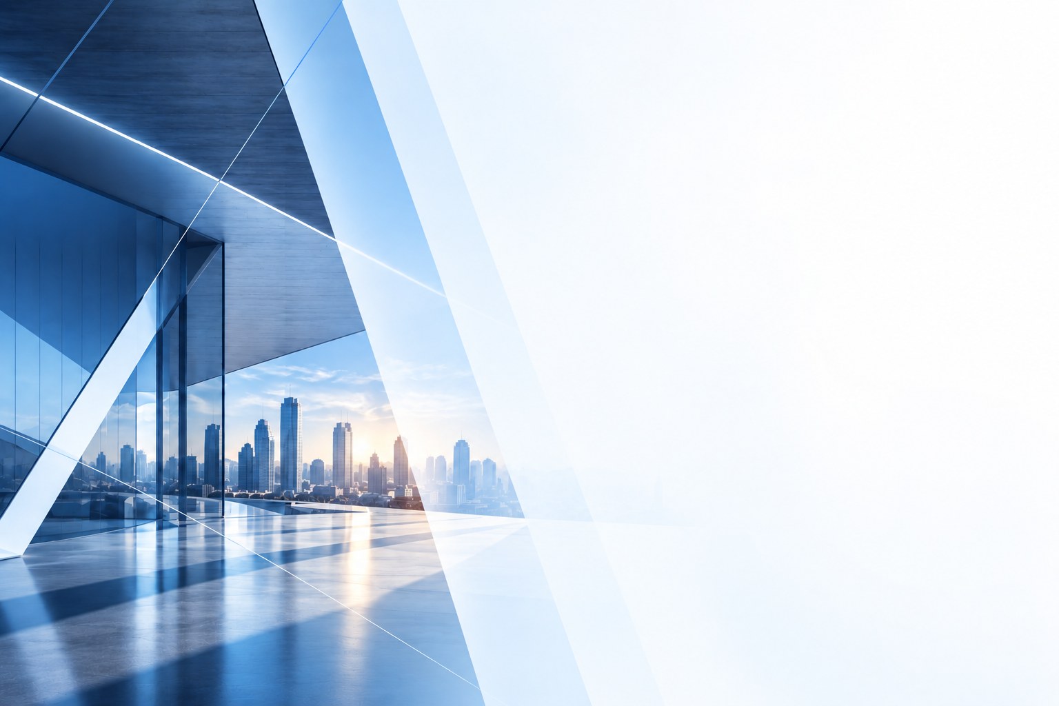 A modern office interior overlooking the Phoenix skyline